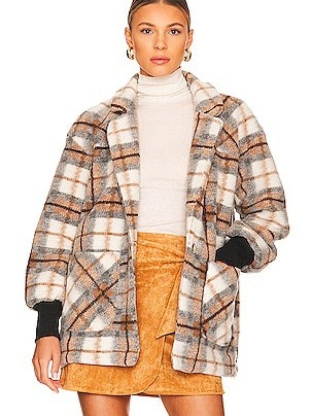 BLANKNYC "Loved By You" Plaid Oversized Shacket Jacket Wool Blend Small